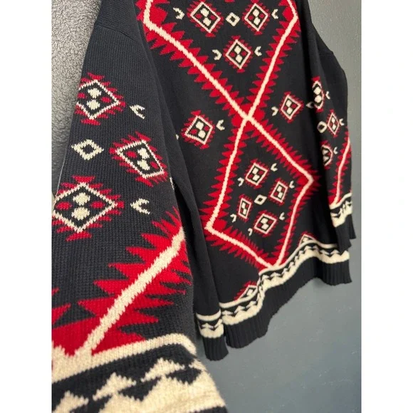 Lauren Ralph Lauren Southwestern Aztec‎ Navajo Knit Sweater – Cotton – Size L - Picture 4 of 9